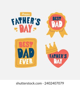 Hand Drawn Father's Day Sticker Collection Set