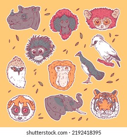 Hand Drawn Fauna Animal Sticker Collection