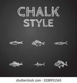 Hand drawn fauna sketches set. Collection of carp, bream, herring and other sketch elements.