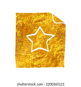 Hand drawn Favorite icon in gold foil texture vector illustration