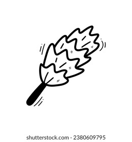 Hand Drawn Feather Duster Illustration. Doodle Vector. Isolated on White Background - EPS 10 Vector