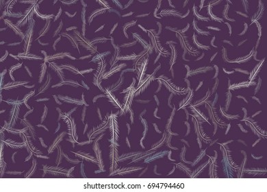 Hand drawn feather illustrations background, good for graphic design, flyers, wallpapers or booklets. Cartoon style vector graphic.