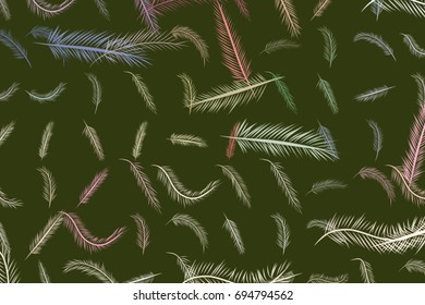 Hand drawn feather illustrations background, good for graphic design, flyers, wallpapers or booklets. Cartoon style vector graphic.