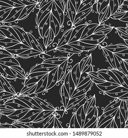 Hand drawn feather seamless pattern. Tribal ethnic background in gypsy style. Scandinavian texture for wallpaper. Traditional boho design.