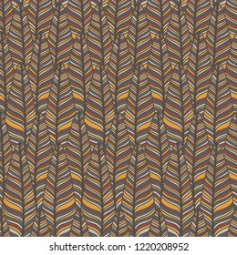Hand drawn feathers set. Сolorful Vector Seamless Pattern.