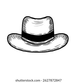 Hand drawn fedora hat vector illustration. Fashion accessory Icon. Sketch style