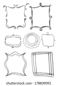 Hand drawn felp-tip pen frames. Vector illustration.