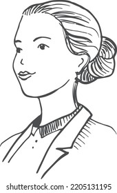 Hand drawn female avatar. Woman profile picture