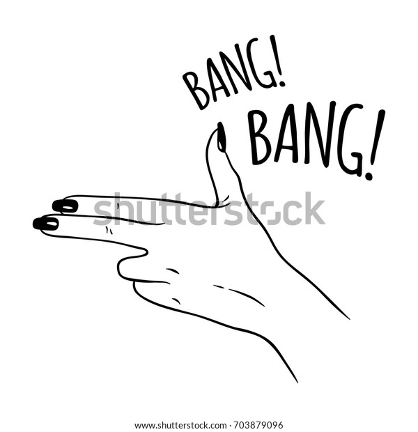 手描きの女性の手を銃のジェスチャーで示す Flashタトゥーまたはプリントデザインベクターイラスト のベクター画像素材 ロイヤリティフリー