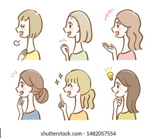 Hand drawn female icon set