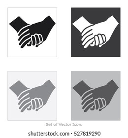  Hand drawn female and a male person holding hands. Set of flat style. Vector illustration.