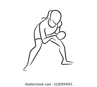 hand drawn female table tennis player illustration