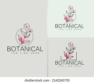 Hand Drawn feminine  botanical floral organic natural abstract logo . Bio cosmetics emblem. Organic product sign. Leaf illustration, Icon Template.