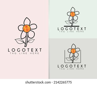 Hand Drawn feminine  botanical floral organic natural abstract logo . Bio cosmetics emblem. Organic product sign. Leaf illustration, Icon Template.