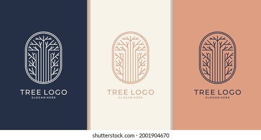 Hand Drawn Feminine And Modern Tree Template Logo Design