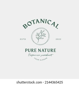 Hand drawn feminine signs or logo templates, floral illustration with typography, a botanical logo for your business