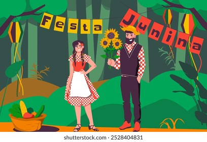 Fundo de composição de festa junina desenhado à mão