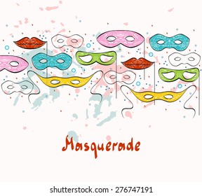 Hand drawn festive background with carnival objects.