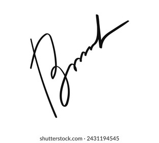 Hand drawn fictitious abstract autograph. Fake Handwritten Signature scribble for business certificate with letter B. Vector Doodle illustration isolated on background.