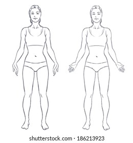 hand drawn figure of a young woman vector