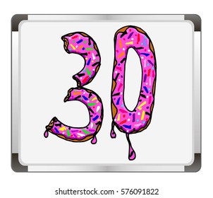 Hand drawn figures donuts on flip chart background. Vector illustration.