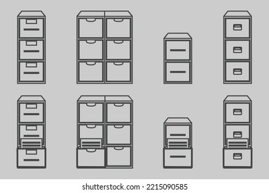 Hand Drawn File Cabinet Design Vector Flat Modern Isolated Illustration