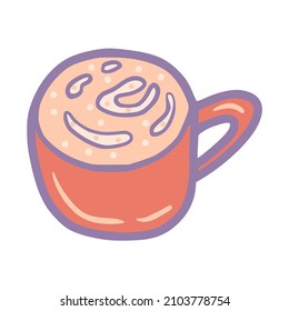 hand drawn filled outline a cup of coffee latte with topping icon