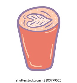 hand drawn filled outline a glass of coffee latte with topping icon