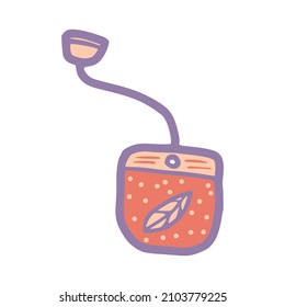 hand drawn filled outline tea bag with leaf icon