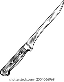 Hand drawn Filleting Knife Sketch Illustration