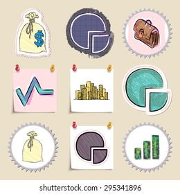 Hand drawn finance emblems set. Isolated. Stickers