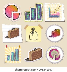 Hand drawn finance emblems set. Isolated. Stickers