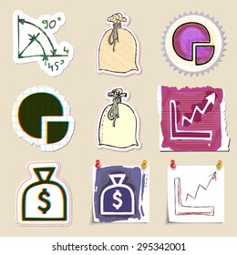Hand drawn finance emblems set. Isolated. Stickers