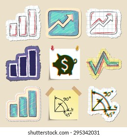 Hand drawn finance emblems set. Isolated. Stickers
