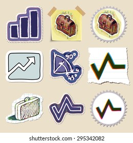Hand drawn finance emblems set. Isolated. Stickers