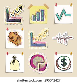 Hand drawn finance emblems set. Isolated. Stickers