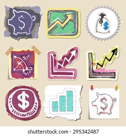 Hand drawn finance emblems set. Isolated. Stickers