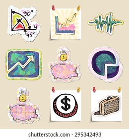 Hand drawn finance emblems set. Isolated. Stickers