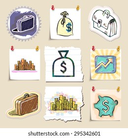 Hand drawn finance emblems set. Isolated. Stickers