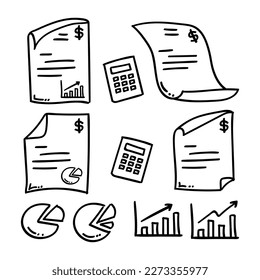 hand drawn financial analytic document icon	