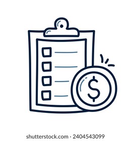 Hand drawn Financial Planning doodle line illustration. Financial Planning doodle icon vector.