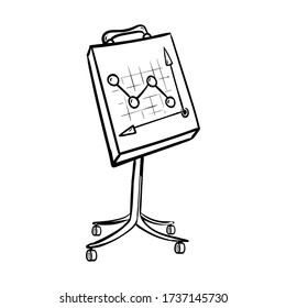 Hand drawn Financial statistics on blackboard icon. Sign or symbol Isolated on white background. Black and white drawing. Vector illustration.