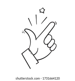 hand drawn Finger Snapping Hand Gesture Minimal doodle Line Outline Stroke Icon vector