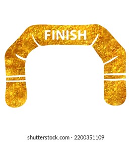 Hand Drawn Finish Line Icon In Gold Foil Texture Vector Illustration