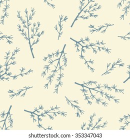 Hand drawn fir tree branch pattern seamless in vector