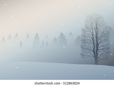 Hand drawn fir tree forest sketch design. Winter holiday backgrounds. Vector illustration 