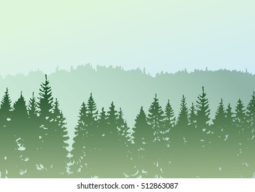 Hand drawn fir tree forest sketch design. Winter holiday backgrounds. Vector illustration 