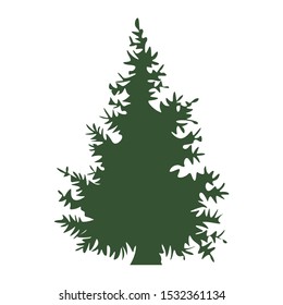 Hand drawn Fir tree with for your design. Cartoon style hand drawn christmas tree. Vector illustration.