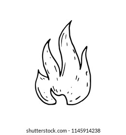 Hand Drawn fire doodle. Sketch style icon. Decoration element. Isolated on white background. Flat design. Vector illustration.