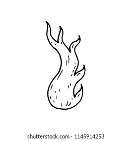 Hand Drawn fire doodle. Sketch style icon. Decoration element. Isolated on white background. Flat design. Vector illustration.